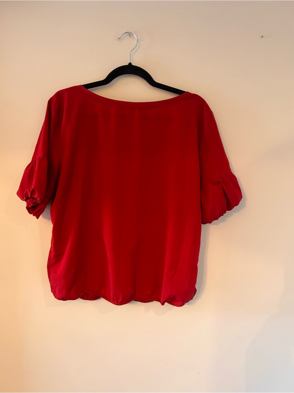 Zara Red Scoop Neck Ruffle Sleeve Top - Picture 2 of 5